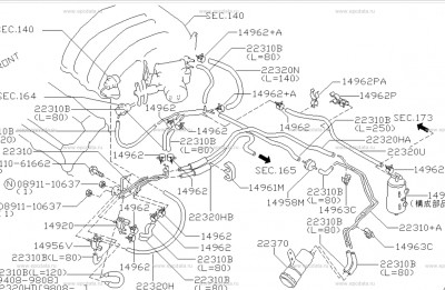 223 - vacuum piping & canister (engine) на Nissan Cefiro A32.JPG