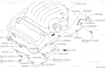 water hose & piping (engine) на Nissan Cefiro A32.JPG